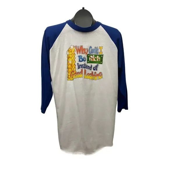 Vinatge 1980s Humorous Baseball T Shirt Iron On Graphics / Women’s Large - Picture 7 of 7